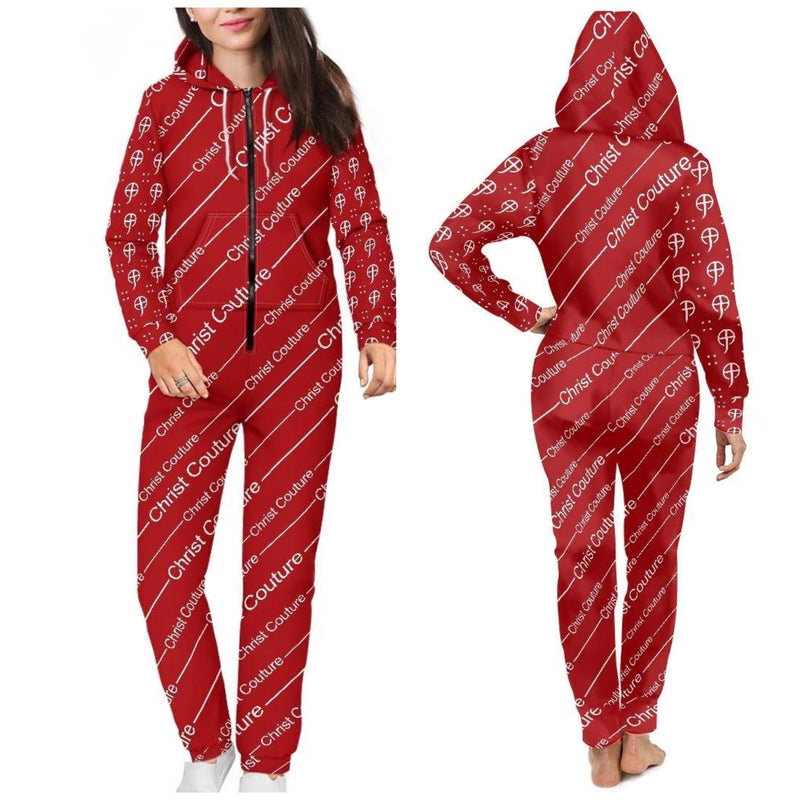 Christ Couture-Christmas Signature All-Over Hooded Pajama (Red)